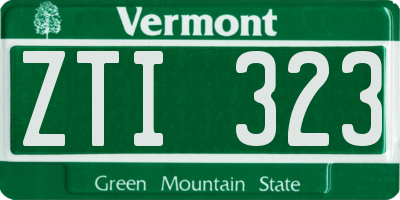 VT license plate ZTI323