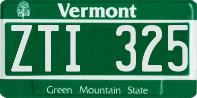 VT license plate ZTI325