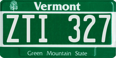 VT license plate ZTI327