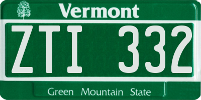 VT license plate ZTI332