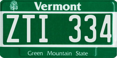 VT license plate ZTI334