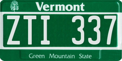 VT license plate ZTI337
