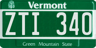 VT license plate ZTI340