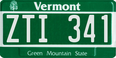 VT license plate ZTI341