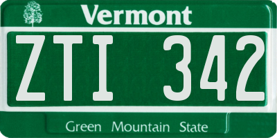 VT license plate ZTI342
