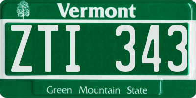 VT license plate ZTI343