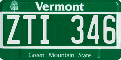 VT license plate ZTI346