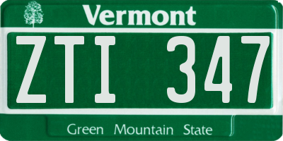 VT license plate ZTI347