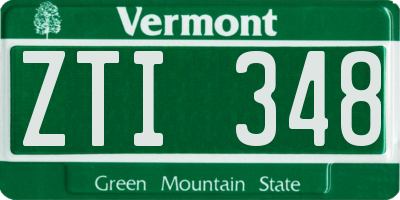 VT license plate ZTI348