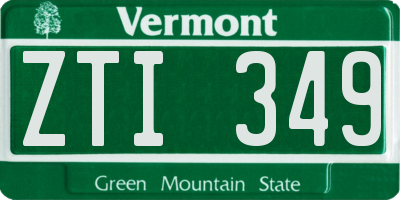 VT license plate ZTI349