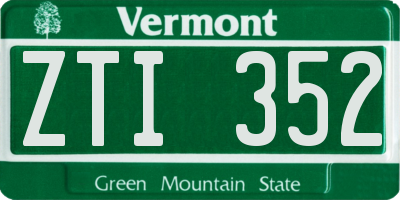 VT license plate ZTI352