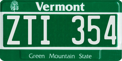 VT license plate ZTI354