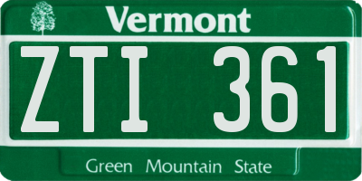VT license plate ZTI361