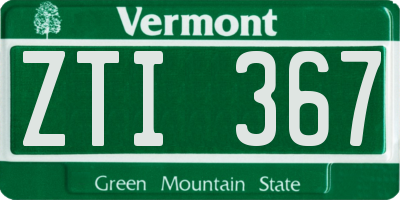VT license plate ZTI367
