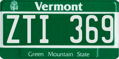 VT license plate ZTI369