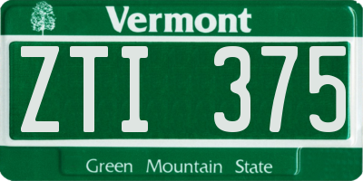 VT license plate ZTI375