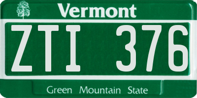 VT license plate ZTI376