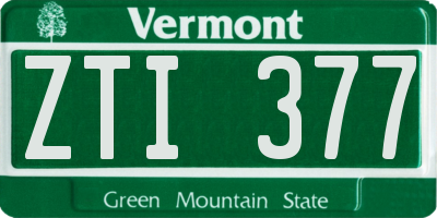 VT license plate ZTI377