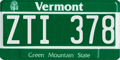 VT license plate ZTI378