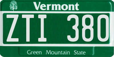 VT license plate ZTI380