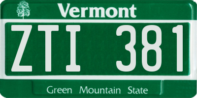 VT license plate ZTI381