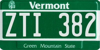 VT license plate ZTI382
