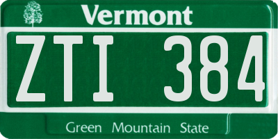 VT license plate ZTI384
