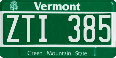 VT license plate ZTI385