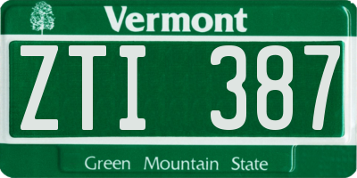 VT license plate ZTI387