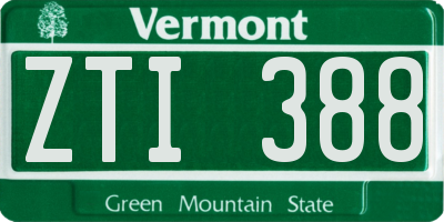 VT license plate ZTI388