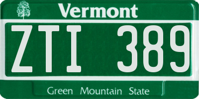VT license plate ZTI389
