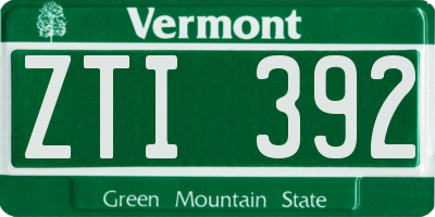 VT license plate ZTI392