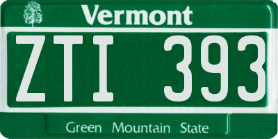 VT license plate ZTI393