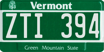 VT license plate ZTI394
