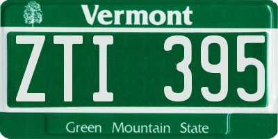 VT license plate ZTI395