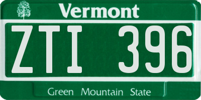 VT license plate ZTI396
