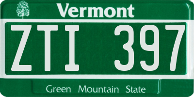 VT license plate ZTI397