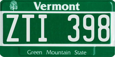 VT license plate ZTI398