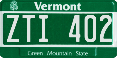 VT license plate ZTI402