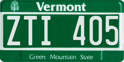 VT license plate ZTI405