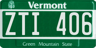VT license plate ZTI406
