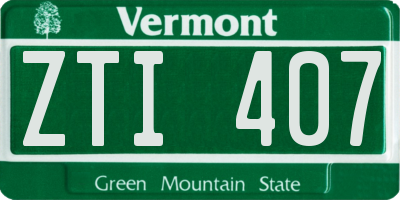 VT license plate ZTI407