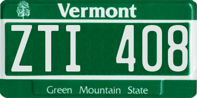 VT license plate ZTI408
