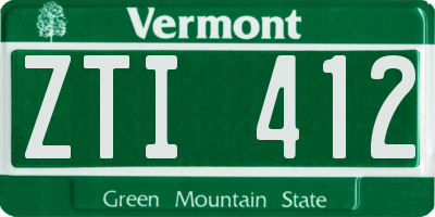 VT license plate ZTI412