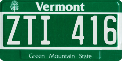 VT license plate ZTI416