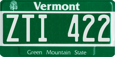 VT license plate ZTI422