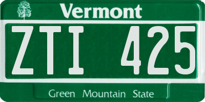 VT license plate ZTI425