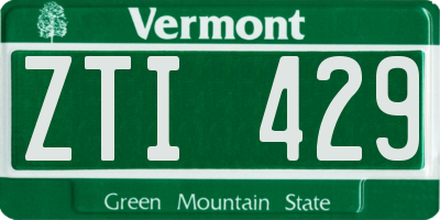 VT license plate ZTI429