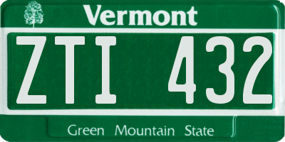 VT license plate ZTI432