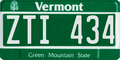 VT license plate ZTI434